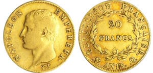 Napoléon 1er (1804-1814) - 20 francs tête nue An 13 Q (Perpignan) Napoléon 1er (1804-1814) - 20 francs tête nue An 13 Q (Perpignan)