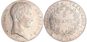 Napoléon 1er (1804-1814) - 5 francs An 14 L (Bayonne) Napoléon 1er (1804-1814) - 5 francs An 14 L (Bayonne)