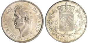 Charles X (1824-1830) - 5 francs 2ème type 1830 B (Rouen) Charles X (1824-1830) - 5 francs 2ème type 1830 B (Rouen)