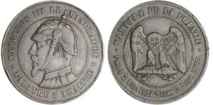 Napoléon III (1852-1870) - Médaille satirique au module de la 10 centimes "Napoléon III le misérable"