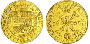 Pays-Bas - Flandre - Albert et Isabelle - Double Albertin d'or 1603 (Tournai) Pays-Bas - Flandre - Albert et Isabelle - Double Albertin d'or 1603 (Tournai)