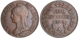 Directoire (1795-1799) - 5 centimes Dupré - grand module An 8/5 A/B (Paris) Directoire (1795-1799) - 5 centimes Dupré - grand module An 8/5 A/B (Paris)