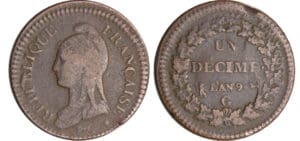 Directoire (1795-1799) - 1 décime Dupré - grand module An 9 G (Genêve) Directoire (1795-1799) - 1 décime Dupré - grand module An 9 G (Genêve)