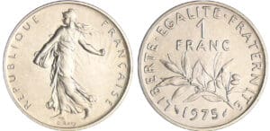 Cinquième république (1959- ) - 1 franc Semeuse 1975 piéfort argent