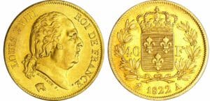 Louis XVIII (1815-1824) - 40 francs 1822 A (Paris) Louis XVIII (1815-1824) - 40 francs 1822 A (Paris)