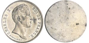 Charles X (1824-1830) - 40 francs concours de Montagny uniface en étain Charles X (1824-1830) - 40 francs concours de Montagny uniface en étain
