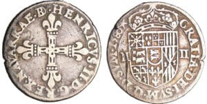 Navarre - Henri III de Navarre, II de Béarn - Quart d'écu 1580 (Pau)