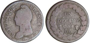 Directoire (1795-1799) - 1 décime Dupré - grand module An 8 BB (Strasbourg) Directoire (1795-1799) - 1 décime Dupré - grand module An 8 BB (Strasbourg)