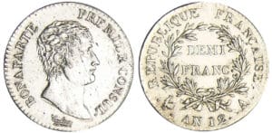 Bonaparte premier consul (1799-1804) - 1/2 franc An 12 A (Paris) Bonaparte premier consul (1799-1804) - 1/2 franc An 12 A (Paris)