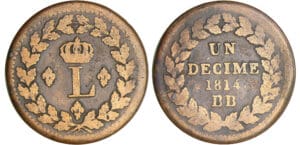Louis XVIII (1815-1824) - Un décime Blocus de Strasbourg 1814 BB Louis XVIII (1815-1824) - Un décime Blocus de Strasbourg 1814 BB