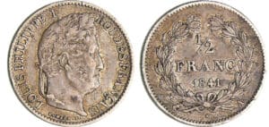 Louis-Philippe Ier (1830-1848) - 1/2 franc 1841 A (Paris) Louis-Philippe Ier (1830-1848) - 1/2 franc 1841 A (Paris)