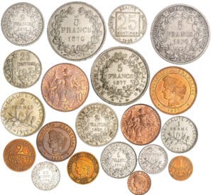 Troisième république (1871-1940) - Lot de 20 monnaies 1 centime à 5 francs Troisième république (1871-1940) - Lot de 20 monnaies 1 centime à 5 francs