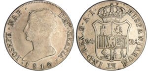 Espagne - Joseph bonaparte (1808-1813) - 20 reales - 5 pesetas 1810 M.A.I (Madrid)