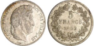 Louis-Philippe Ier (1830-1848) - 5 francs tête laurée 2ème type 1832 B (Rouen)