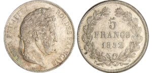 Louis-Philippe Ier (1830-1848) - 5 francs tête laurée 2ème type 1832 W (Lille) Louis-Philippe Ier (1830-1848) - 5 francs tête laurée 2ème type 1832 W (Lille)