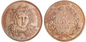 Deuxième république (1848-1852) - 5 francs 2ème concours de Gayrard 1848 piéfort
