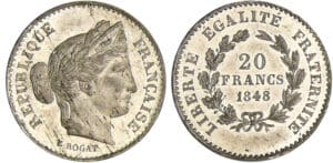 Deuxième république (1848-1852) - 20 francs concours de Rogat 1848