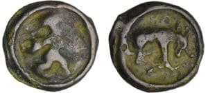 Rèmes - Potin au guerrier courant et à l'élan (60-40 av. J.-C.)