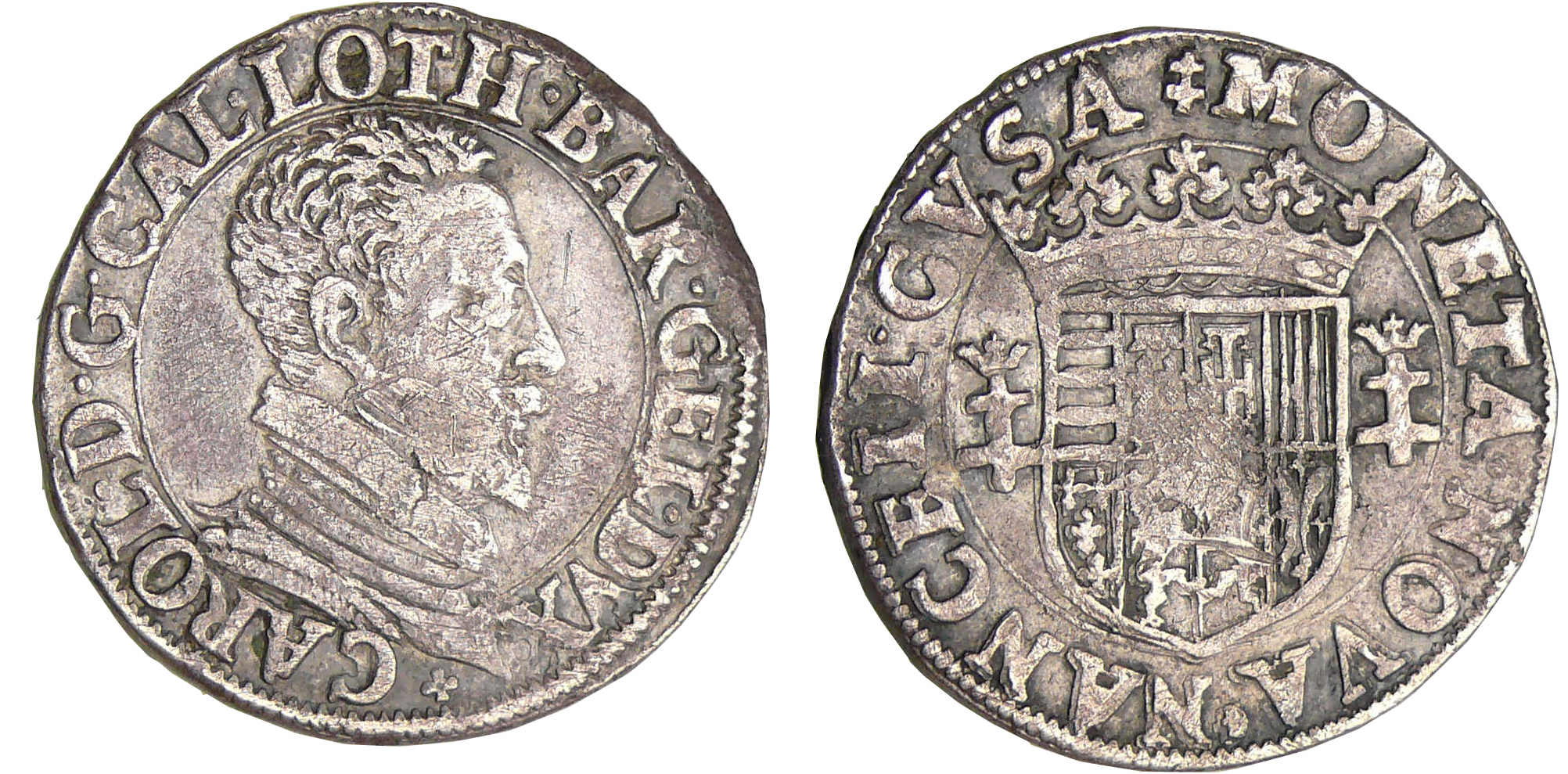 Lorraine - Duché de Lorraine - Charles III - Teston au buste vieux au col plat (Nancy) Lorraine - Duché de Lorraine - Charles III - Teston au buste vieux au col plat (Nancy)