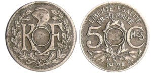 Troisième république (1871-1940) - 5 centimes Lindauer Petit module 1924 non perforée Troisième république (1871-1940) - 5 centimes Lindauer Petit module 1924 non perforée