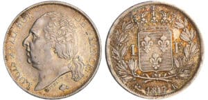Louis XVIII (1815-1824) - 1 franc au buste nu 1817 K (Bordeaux) Louis XVIII (1815-1824) - 1 franc au buste nu 1817 K (Bordeaux)