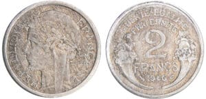 Gouvernement provisoire (1944-1947) - 2 francs Morlon aluminium 1946 double frappe Gouvernement provisoire (1944-1947) - 2 francs Morlon aluminium 1946 double frappe