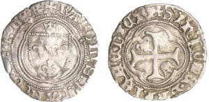 Charles VII (1422-1461) - Petit blanc à la couronne - 1ère émission - Montpellier