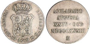 Espagne - Isabel II (1833-1868) - 4 reales médaille de proclamation 1833 (Madrid) Espagne - Isabel II (1833-1868) - 4 reales médaille de proclamation 1833 (Madrid)