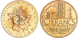 Cinquième république (1959- ) - 10 francs Mathieu 1976 piéfort
