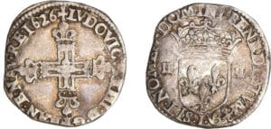 Louis XIII (1610-1643) - ¼ d'écu à la croix fleurdelisée, avers côté croix - 1626 L (Bayonne) Louis XIII (1610-1643) - ¼ d'écu à la croix fleurdelisée, avers côté croix - 1626 L (Bayonne)