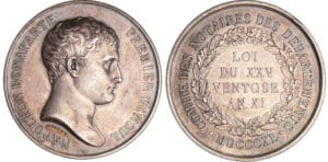Bonaparte 1er consul - Médaille en argent comité des notaires des départements 1840