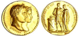 Empire - Napoléon 1er et Marie Louise - Médaille en or du mariage 1810