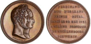 Allemagne - Médaille Ferdinand duc d'Orléans et Hélène princesse de Mecklenbourg Schwerin 1837