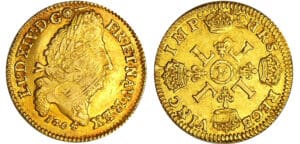 Louis XIV (1643-1715) - Louis d’or aux 4 L - 1694 P (Dijon) Louis XIV (1643-1715) - Louis d’or aux 4 L - 1694 P (Dijon)