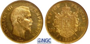 Napoléon III (1852-1870) - 100 francs tête nue 1855 A (Paris)