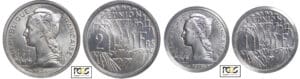 Réunion - 2 francs et 1 franc 1948 piéfort