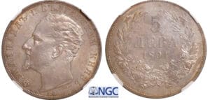 Bulgarie - Ferdinand I (1887-1908) - 5 leva 1894 KB