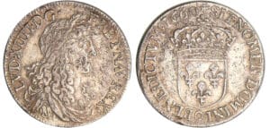 Louis XIV (1643-1715) - ½ écu au buste juvénile, 1er type - 1660 9 (Rennes) 60 sur 59 Louis XIV (1643-1715) - ½ écu au buste juvénile, 1er type - 1660 9 (Rennes) 60 sur 59
