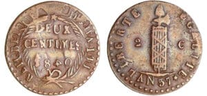 Haïti - République (1825-1849) - 2 centimes 1840 (An 37) 4 couché