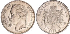 Napoléon III (1852-1870) - 5 francs tête laurée 1869 BB (Strasbourg)