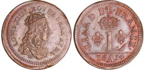 Louis XIV (1643-1715) - Liard de France, 1er type - 1654 A (Paris) Louis XIV (1643-1715) - Liard de France, 1er type - 1654 A (Paris)