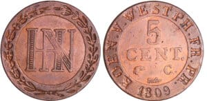 Allemagne - Wesphalie - Napoléon 1er (1804-1814) - 5 centimes 1809 C (Casel)