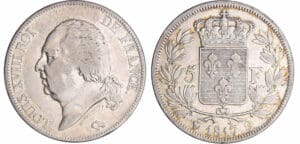 Louis XVIII (1815-1824) - 5 francs au buste nu 1817 Q (Perpignan) Louis XVIII (1815-1824) - 5 francs au buste nu 1817 Q (Perpignan)
