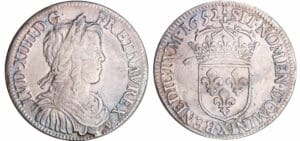 Louis XIV (1643-1715) - ½ écu à la mèche longue - 1652 X (Amiens)