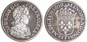 Louis XIV (1643-1715) - ½ écu à la mèche longue - 1659 E (Tours)