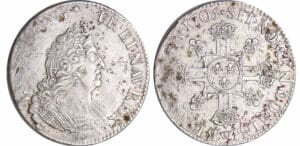 Louis XIV (1643-1715) - ½ écu aux 8 L, 2ème type buste du type aux palmes - 1705 W (Lille)