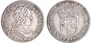 Louis XIV (1643-1715) - ¼ écu à la mèche courte - 1644 A (Paris)