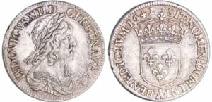 Louis XIII (1610-1643) - ¼ d'écu du 2ème poinçon de Warin - 1642 A (Paris) Louis XIII (1610-1643) - ¼ d'écu du 2ème poinçon de Warin - 1642 A (Paris)