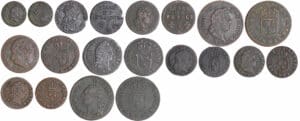 Lot de 10 monnaies Louis XIII à Louis XVI en cuivre