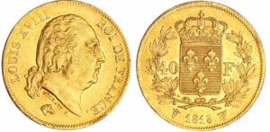 Louis XVIII (1815-1824) - 40 francs 1818 W (Lille) Louis XVIII (1815-1824) - 40 francs 1818 W (Lille)